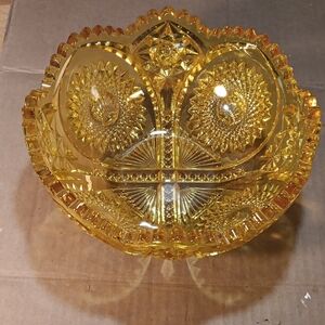 Antique Imperial Elegant Yellow Pressed Glass Bowl 9 1/2".